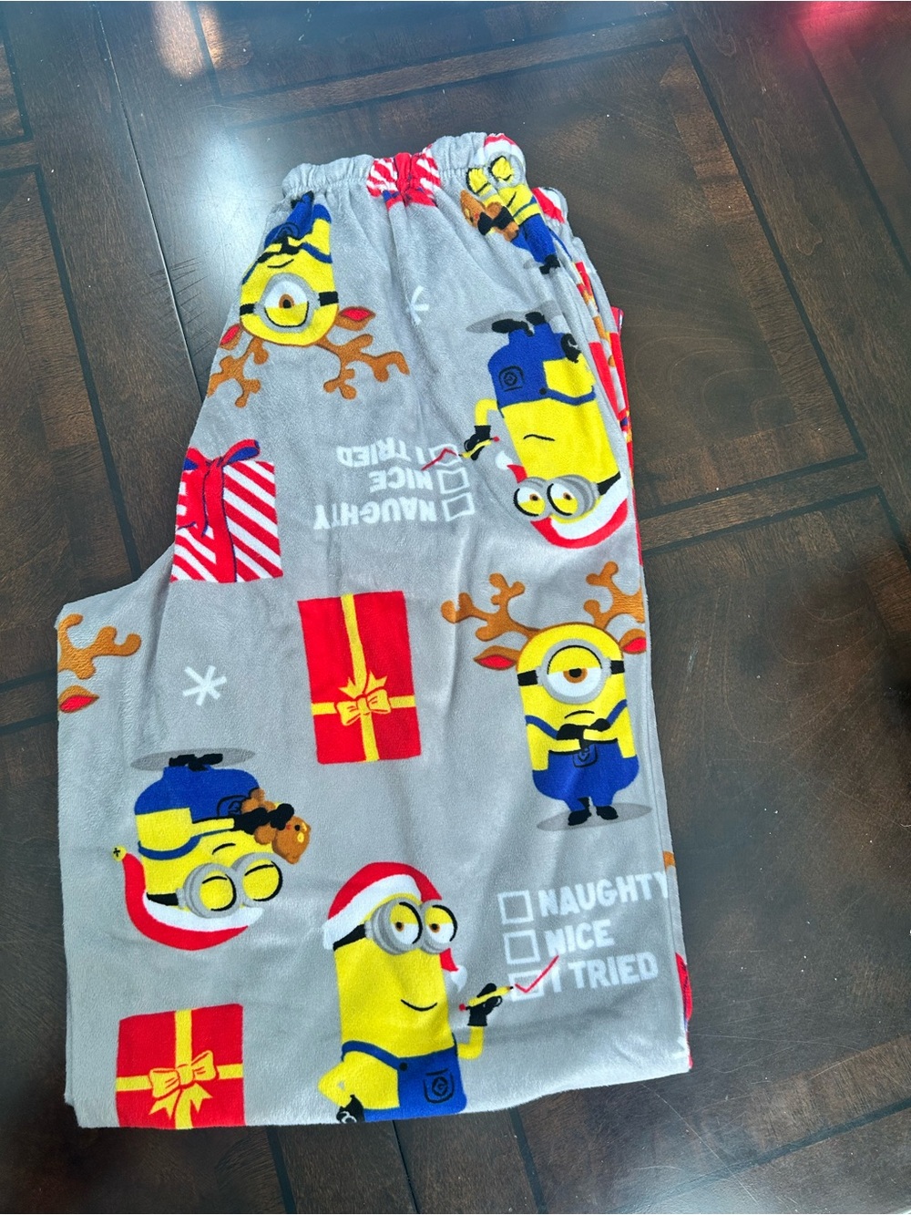 Minions Men’s  Christmas Pajama Pants - Gray with Yellow Minions